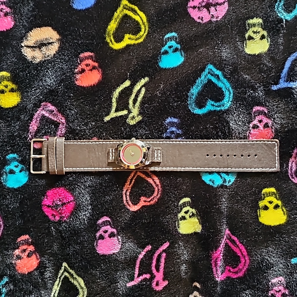 BRAND NEW Vintage Relic By Fossil Kaleidoscope Cuff Watch With Leather Strap
